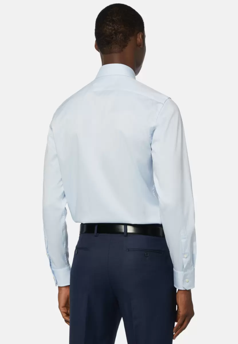 Chemises Habillées Homme Chemise Bleue Pin Point En Coton Slim Fit Boggi Milano - 2